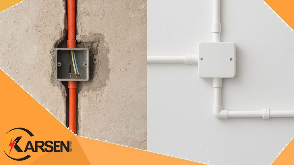 تفاوت لوله و اتصالات زیرکار با روکار در سیم‌کشی برق، الکتروکارسن